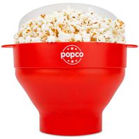 The Original Popco Silicone Microwave Popcorn Popper with Handles, Silicone Popcorn Maker, Collapsible Bowl Bpa Free and Dishwasher Safe - 10 Colors Available (Red)