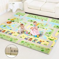 Baby Play Mat Extra Large Baby Mat Folding Foam Playmat Kids Crawling Mat Reversible Non Toxic Waterproof for Infants Toddlers Thicker 0.6inch (Green)