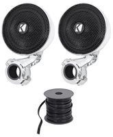 2 Kicker 40PSM34 PSM3 Waterproof Motorcycle/ATV Speakers+Waterproof Marine Wire
