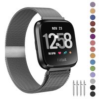 Fitlink Metal Bands Compatible for Fitbit Versa/Versa Lite Edition/Versa 2 Smart Watch for Women and Men,Small and Large, Multi-Color (Space Grey, Large)