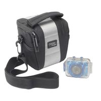DURAGADGET Water-Resistant Black & Grey Cross-Body Carry Bag - Compatible with Vivitar DVR995WHD-GRP-IT | DVR785HD-BLU & Kitvision Waterproof Action Cam