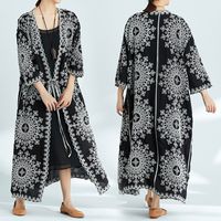 MOM 2018 large size women's 300 kg fat MM cotton and linen retro embroidery and long shawl sun protection clothing,As show,One size