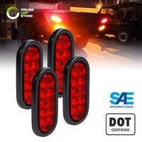 4pc 6" Red Oval LED Trailer Tail Light Kit [DOT FMVSS 108] [SAE S2TSI6P2] [Grommet & Plug Included] [IP67 Waterproof] [Stop Turn Tail] Trailer Brake Lights for Boat Trailer RV Trucks