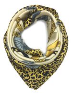 YOUR SMILE Silk Like Scarf Women's Fashion Pattern Large Square Satin Headscarf (Leopard Chain)