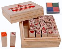 Stampmojis Emoji Stamps for Kids - Favorites Stamp Set w/ 4-Color Ink Pad | Super Cute Wood & Rubber Stamps, Makes Great Emoji Gifts