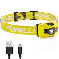 Foxelli USB Rechargeable Headlamp Flashlight - 180 Lumen, up to 40 Hours of Constant Light on a Single Charge, Bright White Led + Red Light, Compact, Easy to Use, Lightweight & Comfortable Headlight