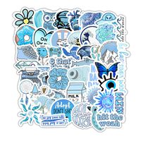 NF Orange 50 pcs Vsco Water Bottle Laptop Stickers Packs, Waterproof Trendy Aesthetic Blue Vinyl Cute Stickers Pack for Teens Phone Luggage, Car (B)