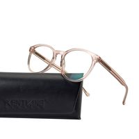 Blue Light Blocking Computer Reading/Gaming Glasses Better Sleep Anti Eye Strain Anti Fatigue Anti glare Acetate Frame( No Magnification) (Transparent Pink, Vintage Round Frame)