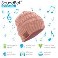 SoundBot¨ SB210 HD Stereo Bluetooth 4.1 Wireless Smart Beanie Headset Musical Knit Headphone Speaker Hat Speakerphone Cap,Built-in Mic (Cable/Indie Pink)
