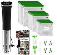 Sous Vide Cooker Kit ALL-IN-ONE - Sous Vide Machine 800W, 120V with Accurate Temperature Digital Timer, 30 Sous Vide Bags, Sous Vide Clips, Vacuum Pump, Cookbook with Recipes