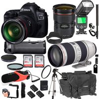 Canon EOS 5D Mark IV with 24-70mm f/2.8 L is II USM + 70-200mm f/2.8 L is II USM + 128GB Memory + Pro Battery Bundle + Power Grip + Microphone + TTL Speed Light + Pro Filters,(24pc Bundle)