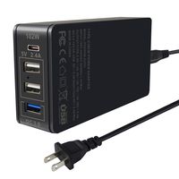 Shareway 102W 4 Port Type-C 5V 3.0A 2.4A USB-C Travel Charger Compatible for Laptop/Phone/Camera/Headset Etc Package with A Type-C Cable