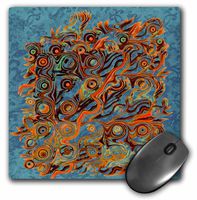 3dRose LLC Abstract Tree Roots in Hues of Damask Background Pattern Mouse Pad, Orange/Gold and Brown on Blue (mp_27585_1)