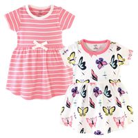 Touched by Nature Girls, Toddler, and Baby Organic Cotton Short-Sleeve Dresses, Butterflies And Dragonflies, 4 Toddler