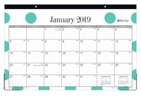 Blue Sky 2019 Monthly Desk Pad Calendar, Ruled Blocks, 17" x 11", Penelope
