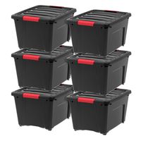 IRIS USA, Inc TB-28 Stack & Pull Storage Box, 32 Quart, Black