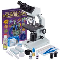 AmScope B100C-SP14-CLS-50P100S-WM Binocular Biological Microscope 40X-2500X with Extensive Slide Preparation Kit and Book