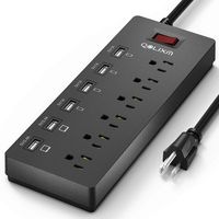 Power Strip With USB Ports, QOLIXM Plug Strip With Built-in Surge Protector, 6-foot Power Extension Cord (Black)