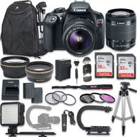 Canon EOS Rebel T6 DSLR Camera with Canon EF-S 18-55mm f/3.5-5.6 is II Lens + New Video Bundle KIT + Extra Memory Cards