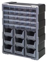 Quantum Storage Systems PDC-930BK Clear Plastic Drawer Cabinet, 30 Drawers/9 Bins