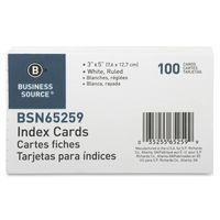 Business Source Ruled White 3" x 5" Index Cards - Pack of 100 (65259)