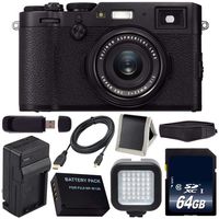 Fujifilm X100F Digital Camera (Black) International Model 16534651 + NPW-126 Replacement Lithium Ion Battery + 64GB Memory Card Bundle