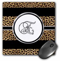 3D Rose"Elegant Cheetah Animal Print Monogram Letter E" Matte Finish Mouse Pad - 8 x 8" - mp_180674_1