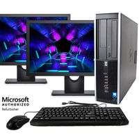 Desktop Computer Package Compatible with HP Elite 8100, Intel Core i5 3.2-GHz, 8 gb RAM, 500 GB HDD, Dual 19" LCD, DVD, Keyboard, Mouse, WiFi, Windows 10 Home (Renewed)