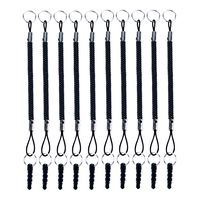 XRONG Stylus Tether 10 Pack of Detachable Elastic Coil Lanyards/Tether Strings with 3.5mm earphone jack for Stylus Touch Pens Black