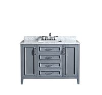 Ove Decors Daniel 48 Gray Bathroom Vanity in Gray with Carrera Marble Vanity Top, 48-Inch Wide
