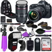 Canon 5D Mark IV DSLR Camera with Canon EF 24-105mm f/4L is II Lens, Auxiliary Panoramic and Telephoto Lenses, 32GB Memory + Bundle