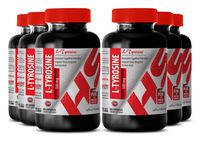 L-tyrosine Supplement - Organic L-TYROSINE Powder 500 MG - Nervous System Support (6 Bottles)