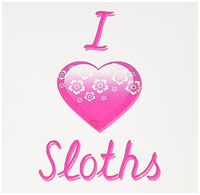 3dRose Pretty Pink Flowery I Love Sloths - Greeting Cards, 6 x 6 inches, set of 6 (gc_121782_1)