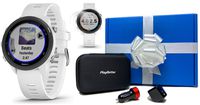 Garmin Forerunner 245 Music (White) Beat Yesterday Gift Box Bundle | +HD Screen Protectors (x4), USB Car/Wall Adapters & Case | 2019, VO2 Max, Spotify