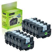 GREENCYCLE 10 Pack 1" 24mm Black on White Label Tape TZe251 TZe-251 TZ-251 TZ251 Standard Laminated Cassettes Compatible for Brother P Touch PTD600 PTP750W PTP700 PTE500 PT1400 Label Makers