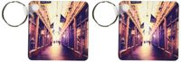3dRose On The Mall - stylized photograph of shopping arcade located in Ann Arbor, Michigan - Key Chains, 2.25 x 4.5 inches, set of 2 (kc_52689_1)