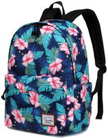 Flower Backpack for Women,VASCHY Water Resistant High School Girls Bookbag Travel Backpack for Teens with Water Bottle Pockets in Turquoise Floral