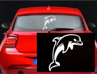 Dolphin Dauphin Jumping Splashing Tribal Vinyl Decal Sticker for Car Laptop Window Bumper Sticker (5.5" inches (White)