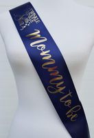 Twinkle Little Star Baby Shower Sash for Mom to Be Navy & Gold with Silver Pin for adjustable sizing Banner