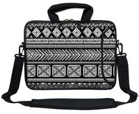 Meffort Inc 11.6 Inch Neoprene Laptop Bag with Extra Side Pocket, Soft Carrying Handle & Removable Shoulder Strap for 10" to 11.6" Size Ultrabook Chromebook - Black Gary Pattern A
