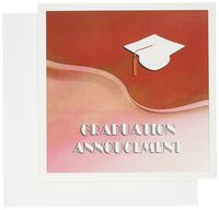 3dRose Graduation Announcement, White Cap on Red Wave - Greeting Cards, 6 x 6 inches, set of 6 (gc_50974_1)