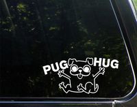 Pug Hug - 7-3/4" x 3-3/4" - Vinyl Productions, Decals, Stickers, Cell Phones, Windows, windshields, Bumpers, laptops, Glassware, Hard Surface, etc.