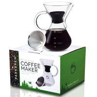 ParkBrew Pour Over Coffee Maker - includes glass pourover carafe (up to 27 fl. oz.), heat retaining lid, and reusable coffee filter or dripper