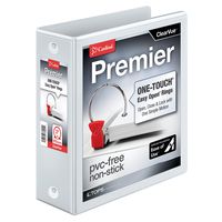 Cardinal Premier Easy Open 3-Ring Binder, 3", ONE-Touch Easy Open Locking Round Rings, 575-Sheet Capacity, ClearVue Cover, PVC-Free, White (11130CB)