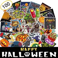 Ehope 100PCS Assorted Halloween Stickers Halloween Decoration Stickers Pumpkin Stickers Skull Crazy Stickers Self Adhesive Shapes for Halloween Party Decoratio（Halloween Stickers 100PCS）