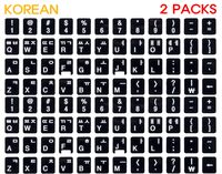 [2 Packs] Replacement Keyboard Stickers on Non Transparent Black Background for Any PC and Laptop (KOR)