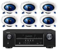 Denon 5.2 Channel 700-Watt Full 4K Ultra HD Bluetooth AV Home Theater Receiver + Yamaha Natural High-Performance Moisture Resistant 2-Way 110 watts Surround Sound in-ceiling Speaker System (Set Of 6)