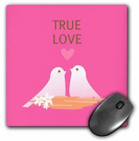 3dRose LLC 8 x 8 x 0.25 Inches Mouse Pad, True Love Birds - Cute Art - Animals - Adorable (mp_54424_1)