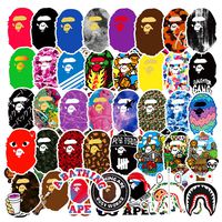 50 PCS Popular Logo Stickers Bape Brand Stickers Waterproof Vinyl Scrapbook Stickers Car Motorcycle Bicycle Luggage Decal (Bape Brand)