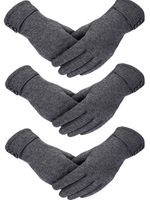 Patelai 3 Pairs Women Winter Gloves Warm Touchscreen Gloves Windproof Plush Gloves for Women Girls Winter Using (Gray)